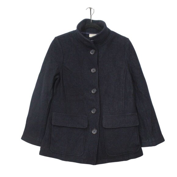 LL Bean Bellandi Boiled Wool Coat Jacket Blue Size M - Picture 1 of 10